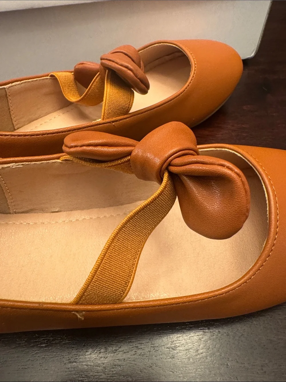Girls Brown Bow Mary Jane Flats - Kids Shoes Size 32 (US 1) Faux Leather